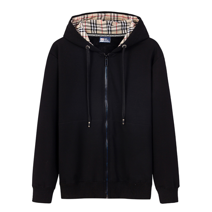 逸朗晟加厚连帽纯色卫衣男秋款套头开衫情侣秋...