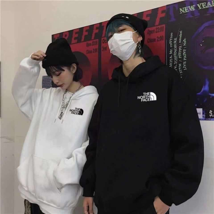 秋冬潮牌北脸简约小标情侣卫衣