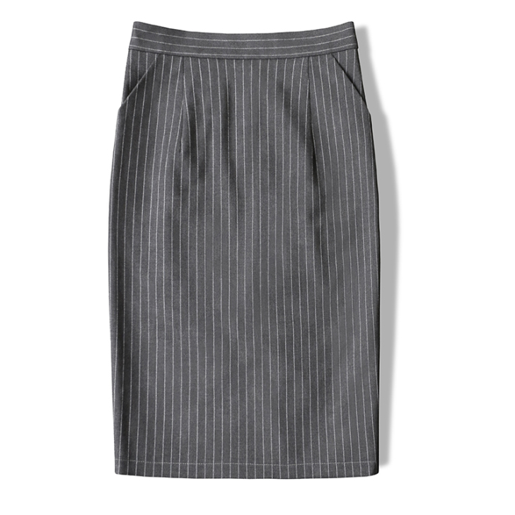 条纹半身裙中长款包臀裙2021春季新款高腰...