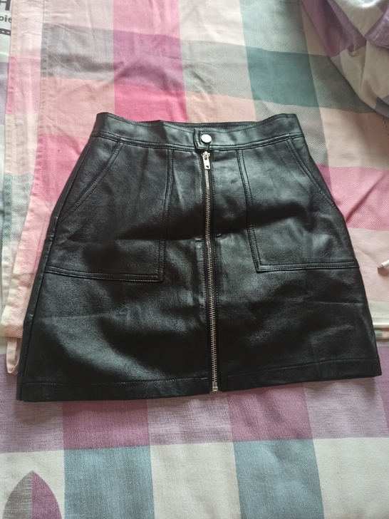 s码皮裙有安全裤女春秋冬短裙A字裙