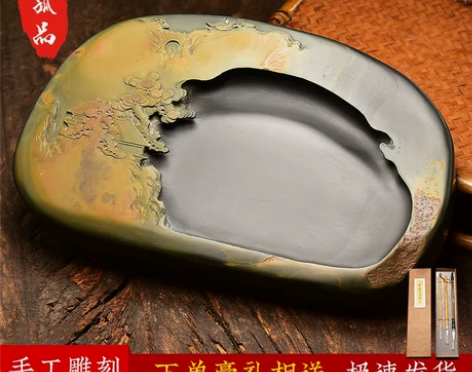 端砚山水系列非遗传人名师亲制雕刻名砚作品济源