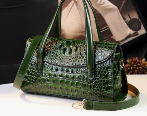 鳄鱼纹大包包时尚女士波士顿枕头包斜挎手提包...