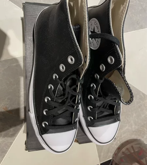 匡威converse黑皮增高松糕休闲高帮5...
