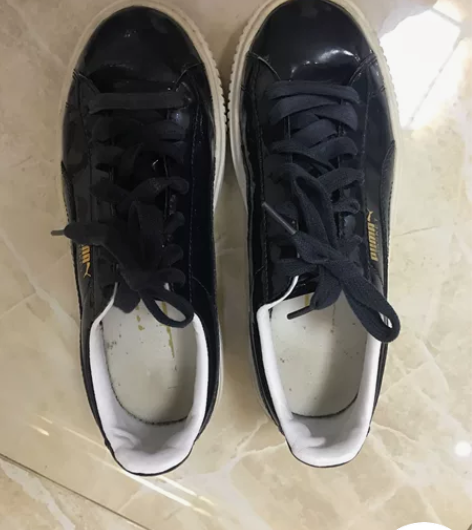 Puma彪马黑色亮皮板鞋 37码 七成新 ...