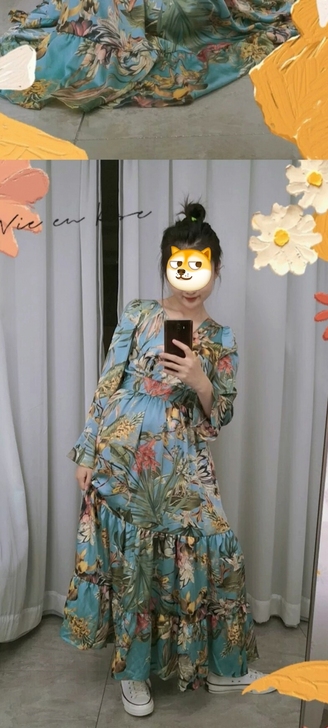 印花连衣裙