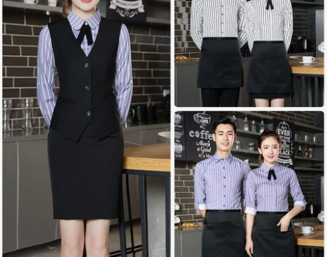 星级酒店餐饮服务员工作服马夹饭店咖啡厅条