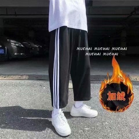 112021新款裤子抽绳运动裤男直筒宽松男...