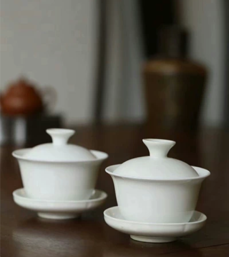 德化早期 盖碗两个 老盖碗泡老茶 德化早期...