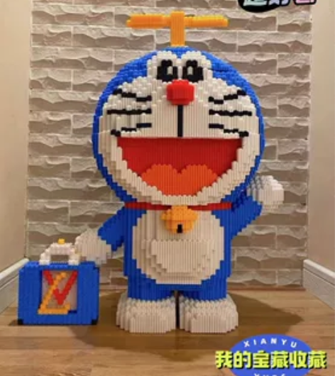 【全新未拆】特大哆啦a梦蓝胖子拼插积木成人...