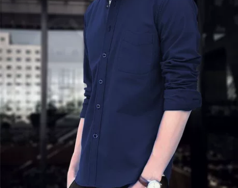 长袖休闲商务免烫男士衬衣潮流修身抗皱衬衫男...