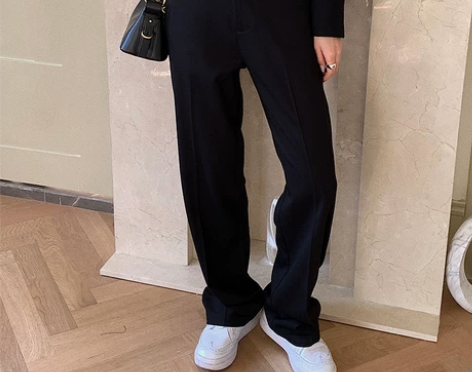 ?左边女装高腰西装裤白色裤子2022春季新...