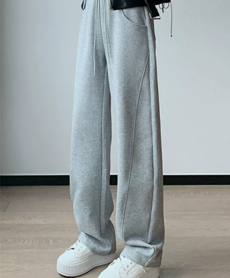 休闲裤女 长裤休闲灰色卫裤阔腿裤女2022...