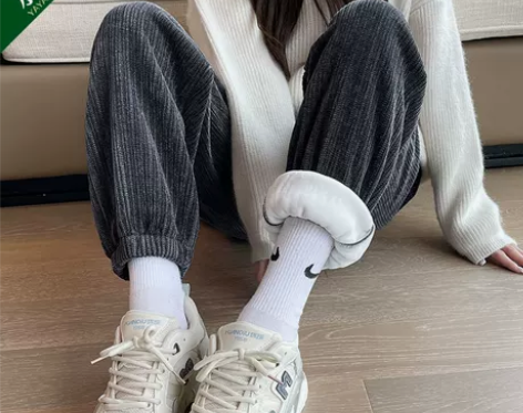 加绒运动裤女裤子秋冬季2022新款加厚束脚...