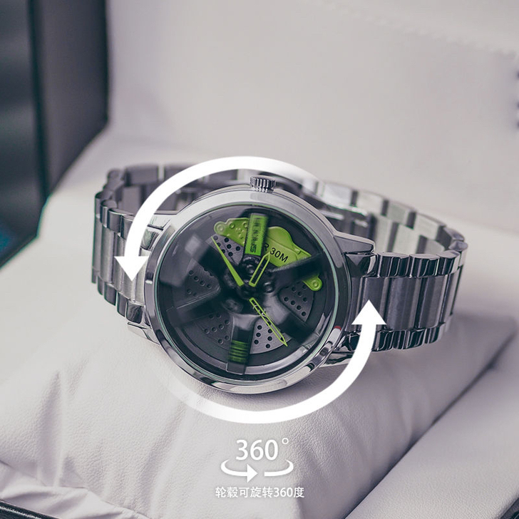 时来运转手表车轮毂旋转手表时尚百搭ins风...