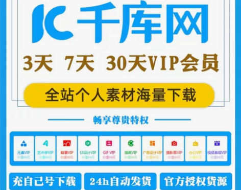 千库网Ⅴip会员素材gif图代下载视频办公...