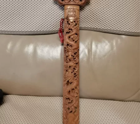 桃木剑木雕祥龙戏珠立体九龙客厅摆件，尺58...