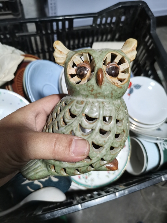 陶瓷镂空猫头鹰摆件,香薰炉,高15厘米长1...