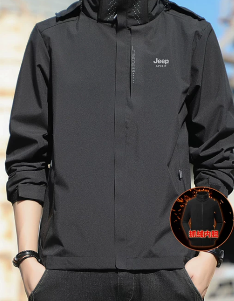 运动男女运动JEEP加绒外套男秋冬季202...