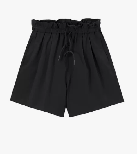 森马短裤女夏宽松高腰花苞裤黑色裤子新款五分...