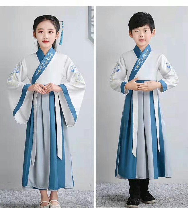 2021儿童汉服男女童国学襦裙书童服装春秋...