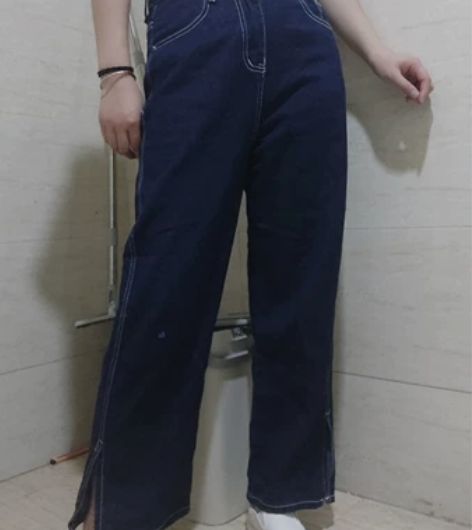牛仔裤，l码腰围74，蓝色，没有弹力，看最...