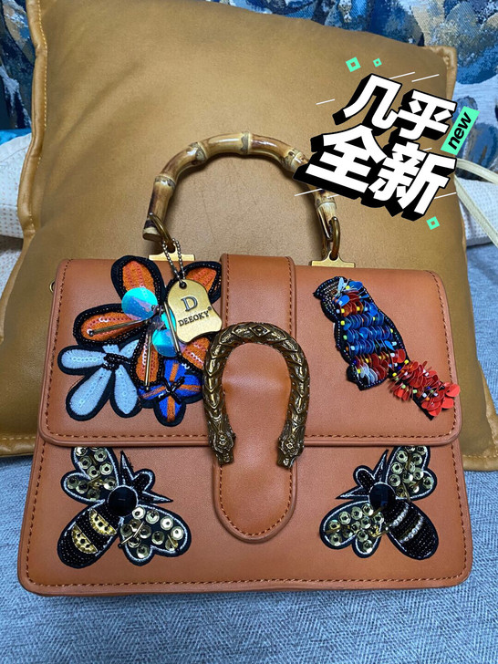 竹节刺绣复古包9成新