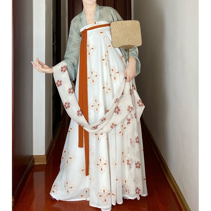杉梅原创长安街唐风复原款齐胸汉服女一片式破...