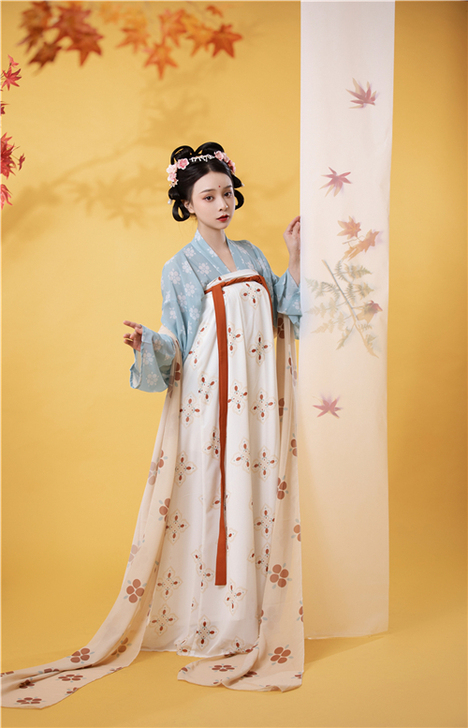 杉梅原创长安街唐风复原款齐胸汉服女一片式破...