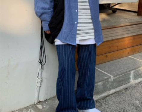 冷由北深蓝色牛仔裤女春直筒宽松新款高腰显瘦...