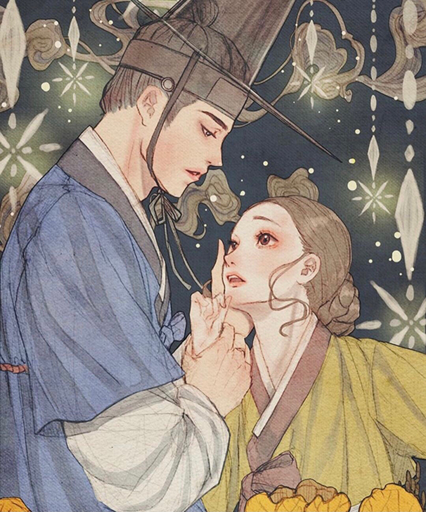 568张 唯美古风水彩韩系写实人物插画素材