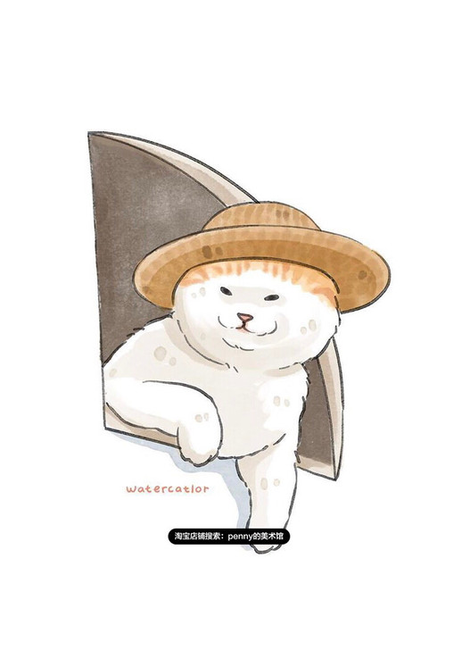 651张小可爱!国外蠢萌猫咪创意水彩插画素材