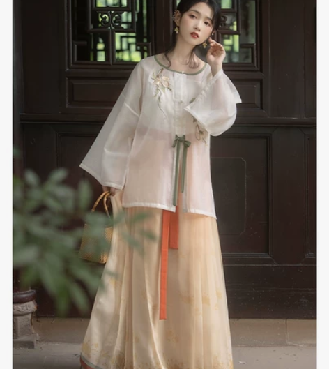 桔屿原创汉服女【茶】中国风明制主腰圆领衫 ...