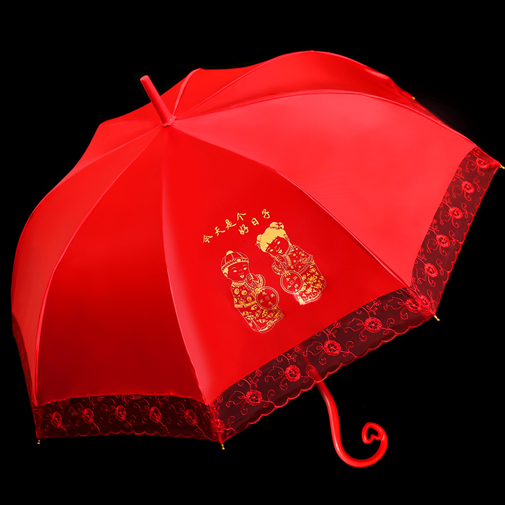【狂欢价】红伞婚庆结婚出嫁伞蕾丝花边刺绣中...