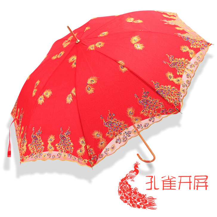 红雨伞婚庆结婚出门用红色伞新娘伞两用出嫁婚...
