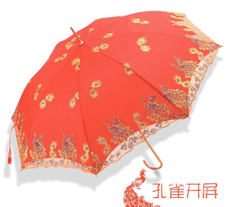 红雨伞婚庆结婚出门用红色伞新娘伞两用出嫁婚...