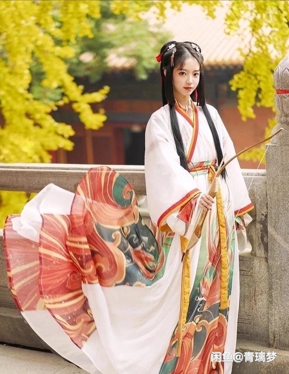 包邮九州渡鲤归故里原创正品晋制襦裙交窬裙印...