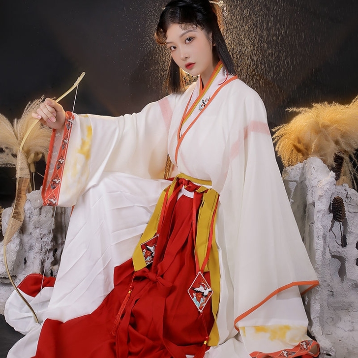 晋制交领齐腰汉服女学生刺绣中国风正版套装