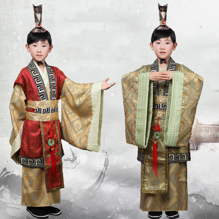 儿童古装大臣演出服国学服装古代男童汉服官服...