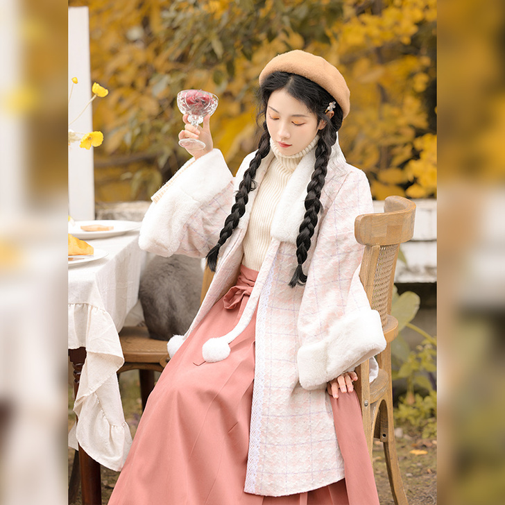 醉雨朵原创奇迹暖暖明制汉服女汉元素毛呢外套