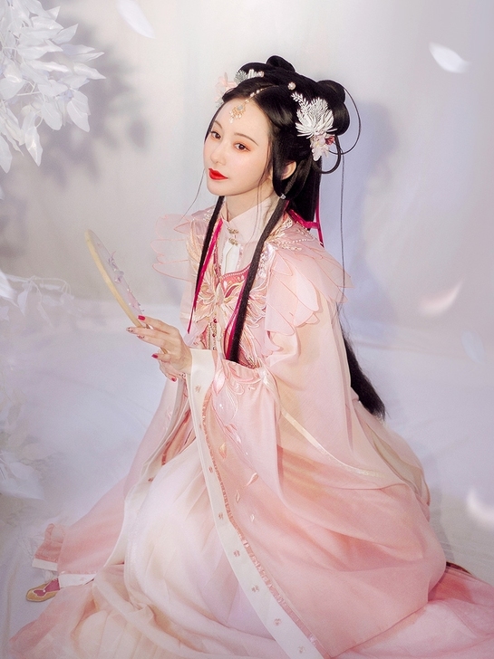 钟灵记 芝芝桃桃:褶裙汉服竖领对襟衫纱吊带...