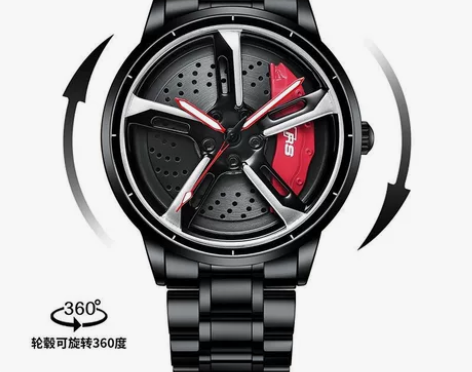 奥迪rs7刀锋轮毂手表抖音款轮毂腕表镂空立...