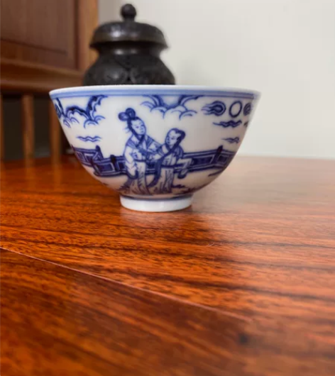 春花秋月 宣德空白期人物杯 宝藏级窑口 型...