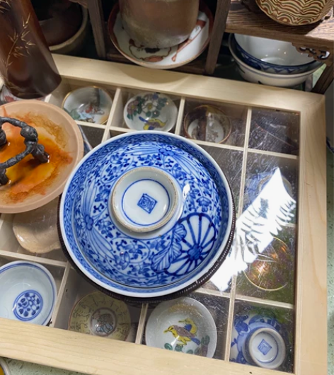 日本回流 角福款  青花 盖碗 青花发色漂...