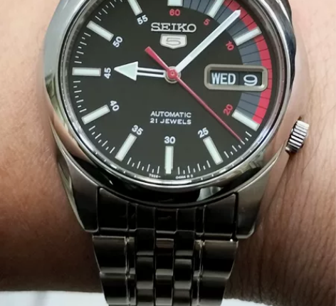 精工5号机械表 SNK375K1 赛车盘 ...