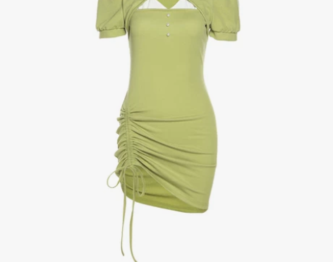 怪诞女孩 法式复古气质收腰显瘦连衣裙小众绑...