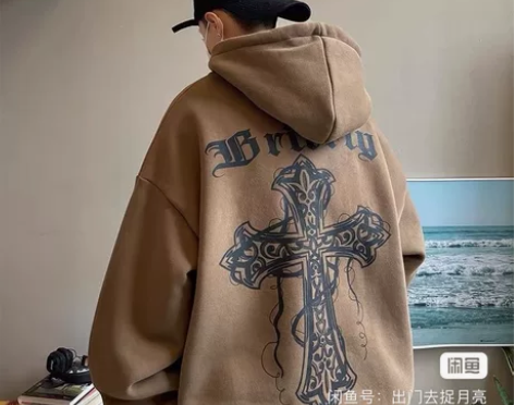 十字架卫衣男 宽松设计感小众 秋冬潮男搭配...