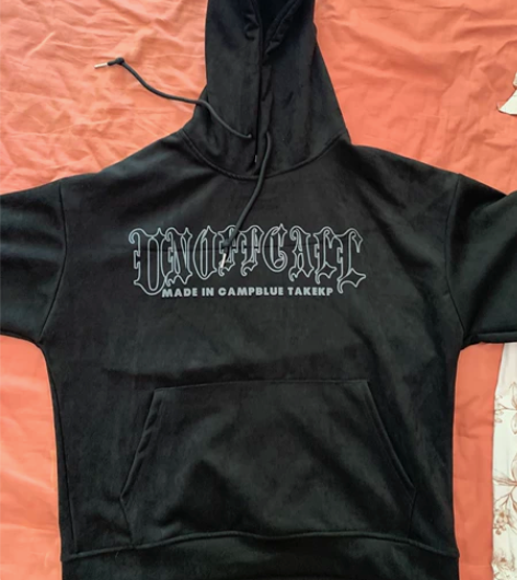 美式复古麂皮绒刺绣连帽卫衣男潮牌嘻哈宽松百...