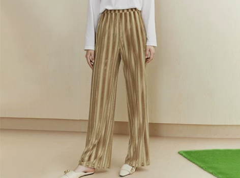 ?范思蓝恩丝绒阔腿裤女高腰休闲裤垂感直筒裤...