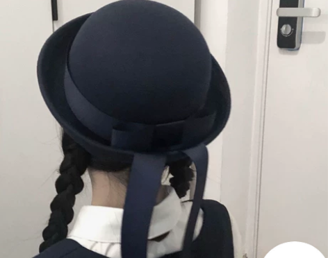 日系JK制服帽小圆帽百搭圆顶毛呢礼帽飘带帽...