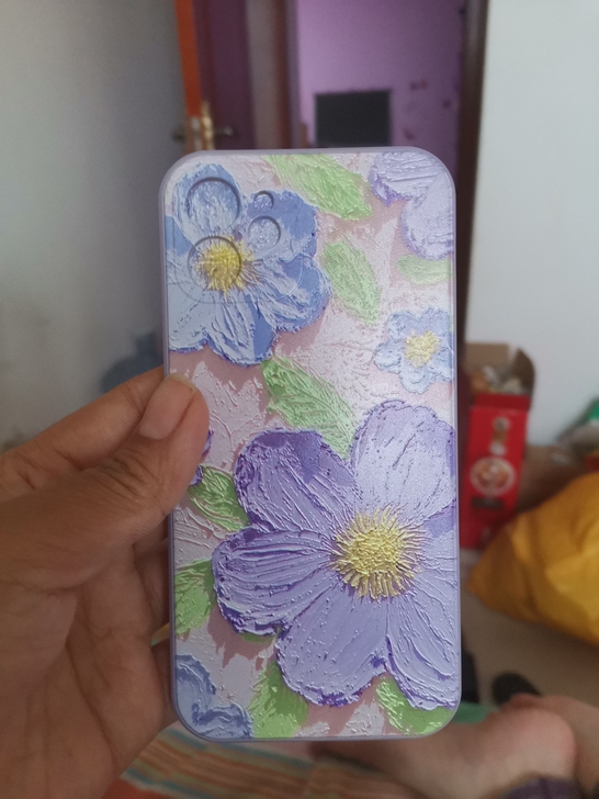 油画紫花适用于苹果12手机壳液态硅胶网红新...